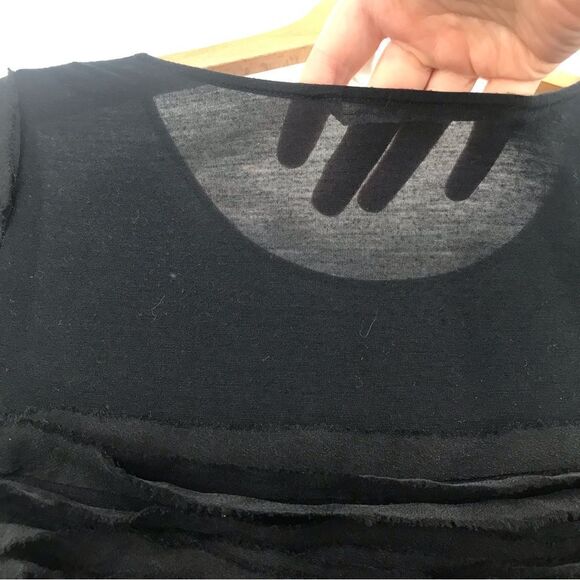 Diane Von Furstenberg Black Chiffon Tiered Ruffle Short Sleeve Stretch Dress - Picture 7 of 10